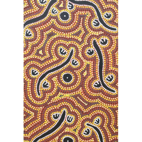 606 - Ingrid Napangardi Williams (Australian), an Indigenous Aboriginal painting design on canvas, 71 x 43... 