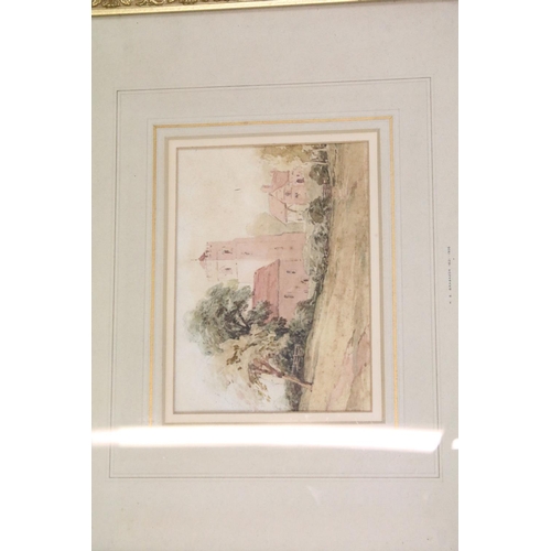 608 - Attributed to Hercules Brabazon Brabazon (1821-1906), church view, watercolour, name on mount, 13 x ... 