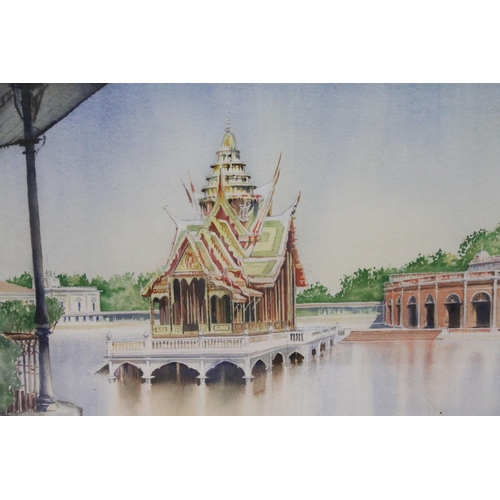 613 - Bang Pa-In Palace, Bangkok, watercolour heightened with white, initialled J lower right and dated '9... 