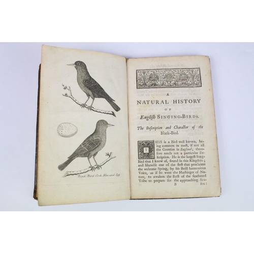 346 - Books - A Natural History of English Song-birds, Eleazar Albin, 1737, containing engravings of the c... 