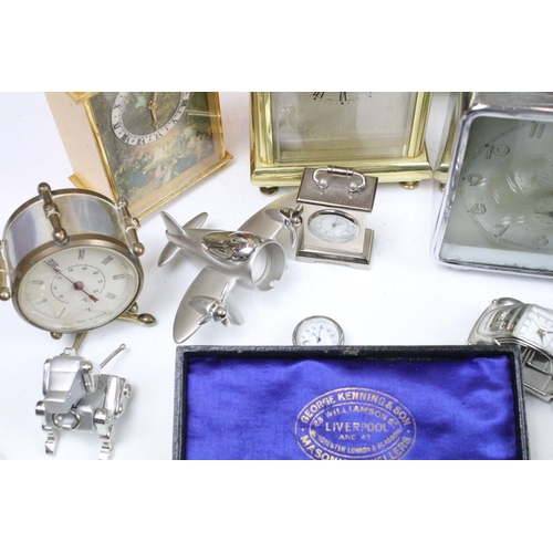 356 - A group of mixed collectables to include playing cards, antique padlocks, clocks, pocket watch....et... 