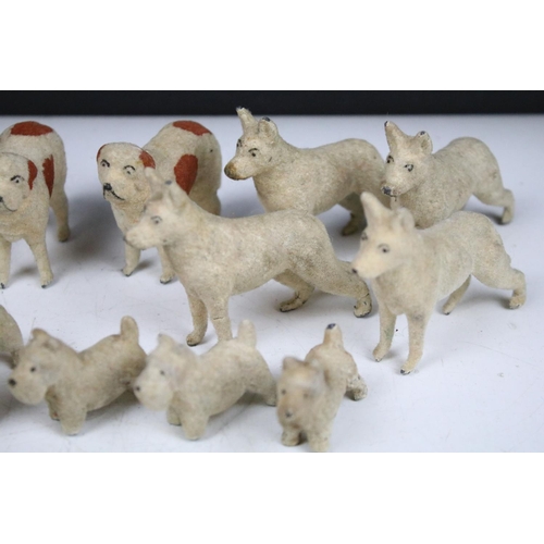 365 - Vintage C 1940/50's Barret & Sons lead and felt covered dogs of various breeds (29 in total)