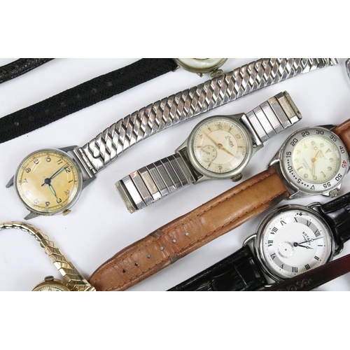 368 - Collection of assorted watches to include Cossak, Rotary, Ingersoll jump hour, 1940's military dial,... 