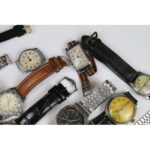 368 - Collection of assorted watches to include Cossak, Rotary, Ingersoll jump hour, 1940's military dial,... 