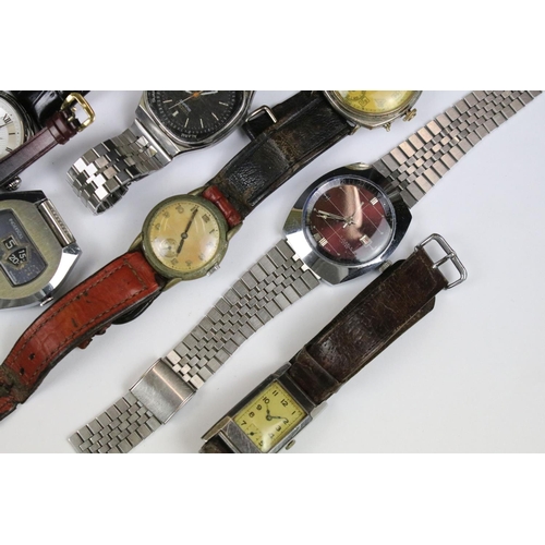 368 - Collection of assorted watches to include Cossak, Rotary, Ingersoll jump hour, 1940's military dial,... 