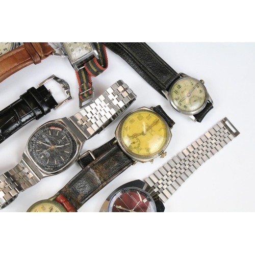 368 - Collection of assorted watches to include Cossak, Rotary, Ingersoll jump hour, 1940's military dial,... 