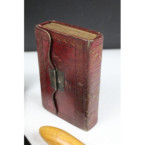 378 - Common prayer book, 1824, well bound in red leather with gilt decoration. aeg, together with crimper... 