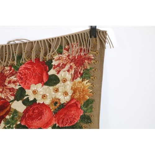 388 - Italian cashmere floral throw with fringed ends