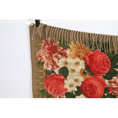 388 - Italian cashmere floral throw with fringed ends