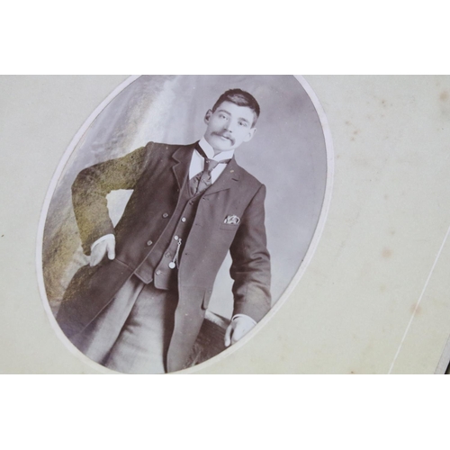 489 - Leather bound album of CDV carte de visites, together with an early 20th century postcard album (the... 