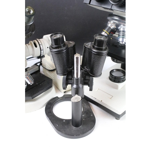 413 - Three binocular / measuring microscopes to include a USSR example