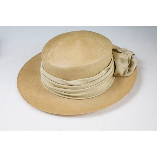 416 - Collection of six ladies hats housed within two Frederick Fox hat boxes, featuring Frederick Fox, Be... 