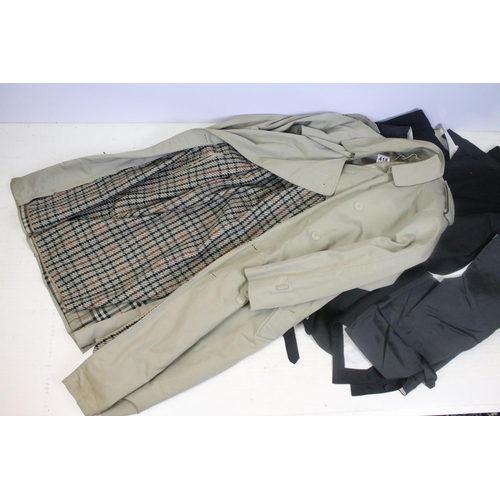 418 - Two dark grey three piece suits, one jacket labelled Jose Luis of Lisboa, together with a Seabal lon... 