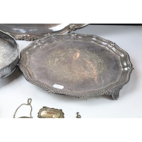 420 - Large early 20th century silver plated serving tray with cast decoration to border (approx 70cm long... 