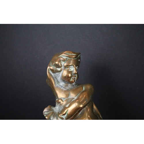 451 - Group of mixed collectables to include a bronze figure of a cherub atop an orb (approx 41cm high), b... 