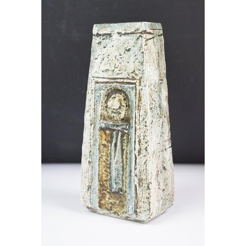 1 - Troika Pottery Coffin Stickman Type vase, signed 'Troika ' to base, with artist's monogram for Teo B... 