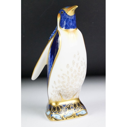 12 - Royal Crown Derby model of an Emperor Penguin, with gold stopper, 13.5cm high