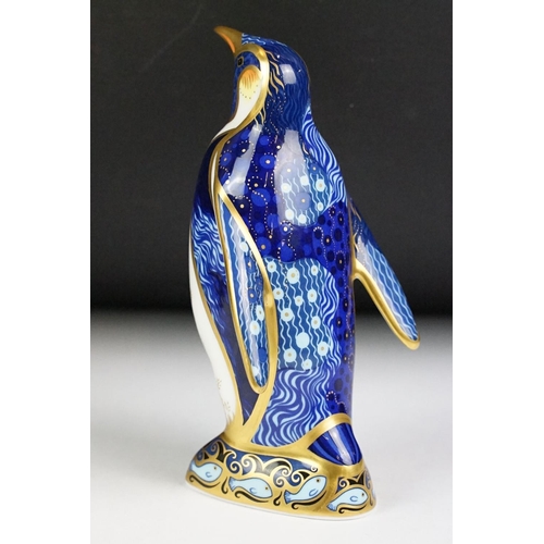 12 - Royal Crown Derby model of an Emperor Penguin, with gold stopper, 13.5cm high