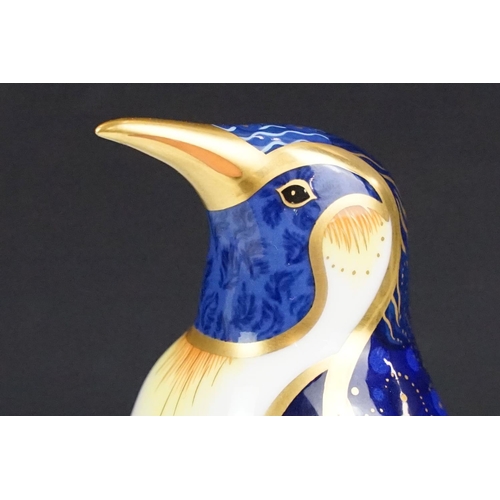 12 - Royal Crown Derby model of an Emperor Penguin, with gold stopper, 13.5cm high