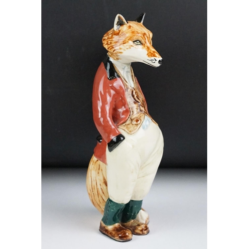 13 - Rye Cinque Ports Pottery figure of a fox in red hunting coat, signed marks CPP Rye and artist's init... 