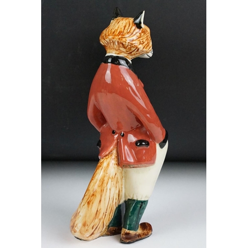 13 - Rye Cinque Ports Pottery figure of a fox in red hunting coat, signed marks CPP Rye and artist's init... 