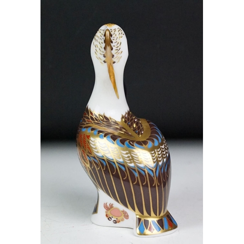 14 - Royal Crown Derby model of a Brown Pelican with gold stopper, 13cm high, Royal Crown Derby model of ... 