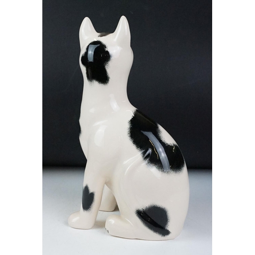 17 - Griselda Hill Pottery Wemyss black and white cat, signed G. Hill Pottery to base and Wemyss, 34cm hi... 