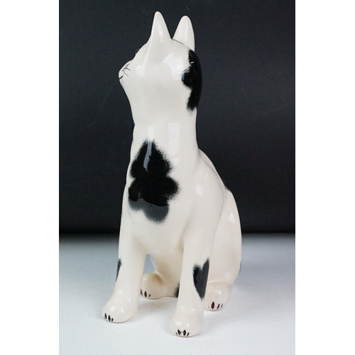 17 - Griselda Hill Pottery Wemyss black and white cat, signed G. Hill Pottery to base and Wemyss, 34cm hi... 