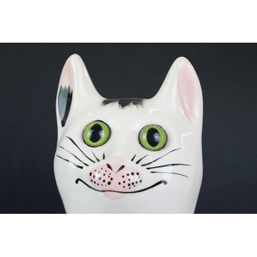 17 - Griselda Hill Pottery Wemyss black and white cat, signed G. Hill Pottery to base and Wemyss, 34cm hi... 