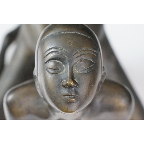 110 - Erotic bronze sculpture depicting a nude female, approx 25cm tall