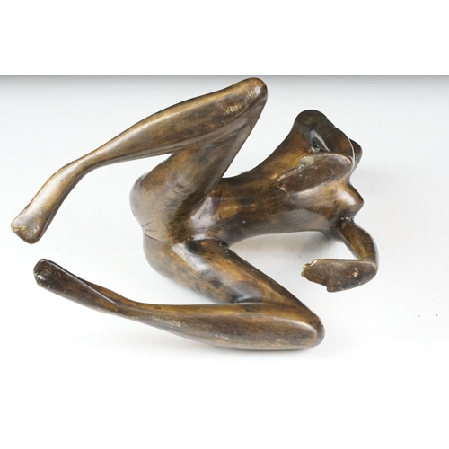 110 - Erotic bronze sculpture depicting a nude female, approx 25cm tall