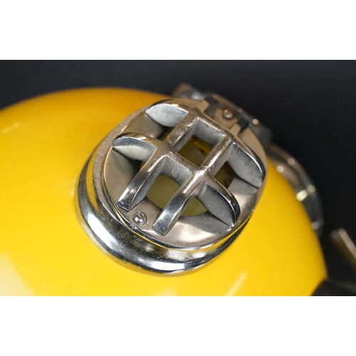 112 - Reproduction US Navy Diving Helmet, for decorative purposes, bright yellow finish, plaque to front r... 