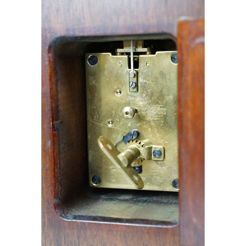 114 - 20th century Comitti of London mantel clock, with shell paterae and brass lions head ring handles, 2... 