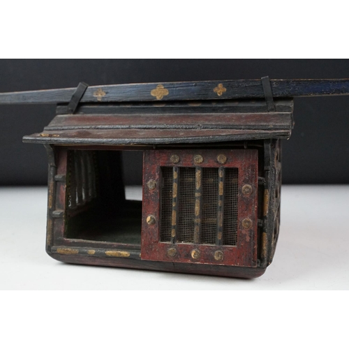 115 - Japanese Meiji period Cricket Cage in the form of a Norimono or Palanquin, the two doors with mesh p... 