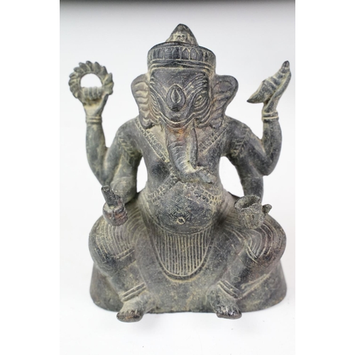 123 - Two bronze models of Hindu god Ganesh, tallest approx 15.5cm