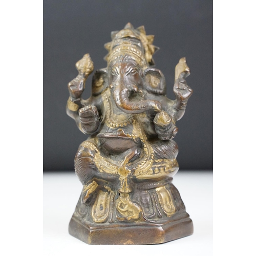 123 - Two bronze models of Hindu god Ganesh, tallest approx 15.5cm