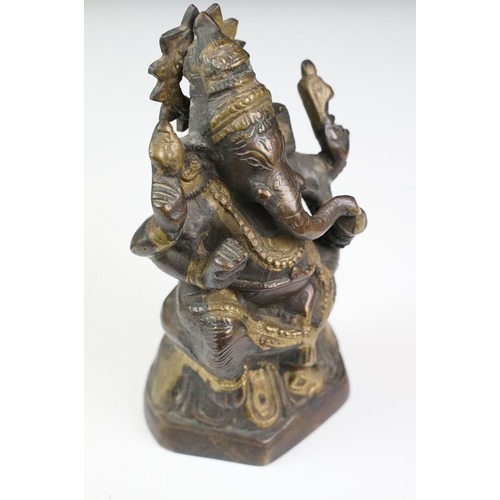 123 - Two bronze models of Hindu god Ganesh, tallest approx 15.5cm