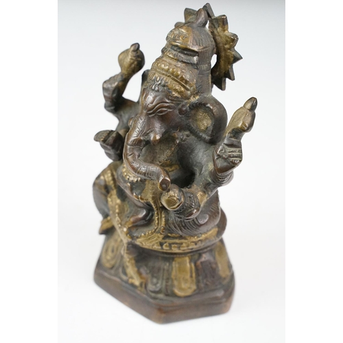 123 - Two bronze models of Hindu god Ganesh, tallest approx 15.5cm