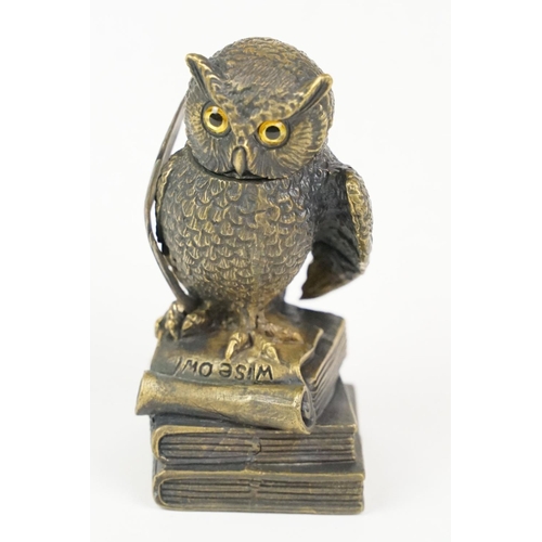 187 - Brass owl vesta case