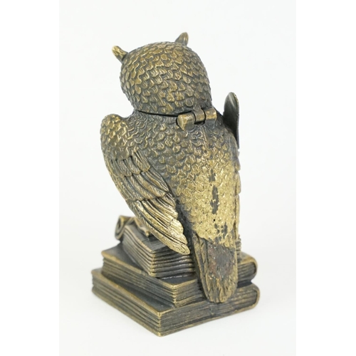 187 - Brass owl vesta case