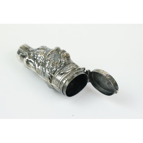 199 - Silver plated dog head vesta case