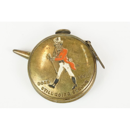 205 - Early 20th century ' Johnnie Walker ' Whiskey Enamelled Bowls Tape Measure marked ' born 1820, still... 