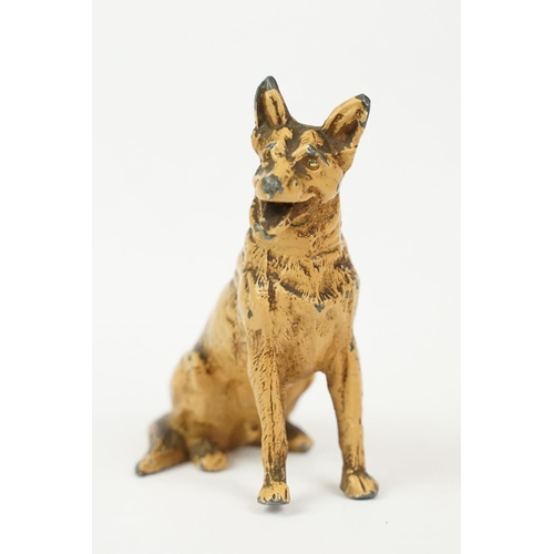 206 - Austrian style Cold Painted Model of a Seated Alsatian / German Shepherd Dog, 3