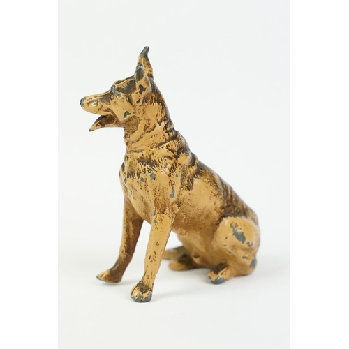 206 - Austrian style Cold Painted Model of a Seated Alsatian / German Shepherd Dog, 3