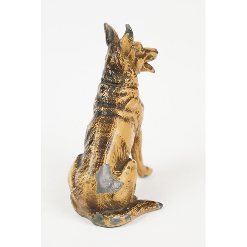 206 - Austrian style Cold Painted Model of a Seated Alsatian / German Shepherd Dog, 3