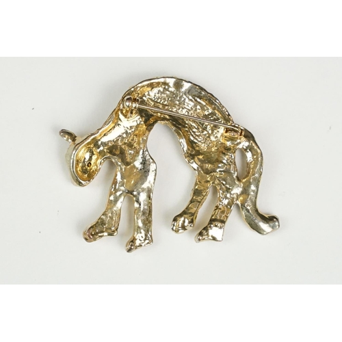 239 - Two Large Enamel and Crystal Brooches in the form of Leopards, largest 8cm long marked LP