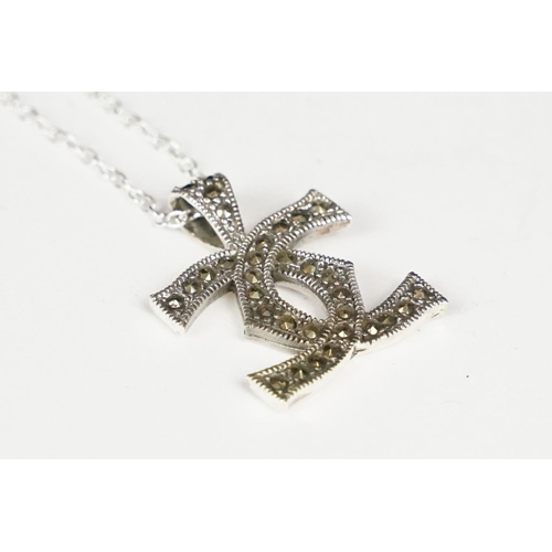 247 - Silver and CZ designer style pendant necklace