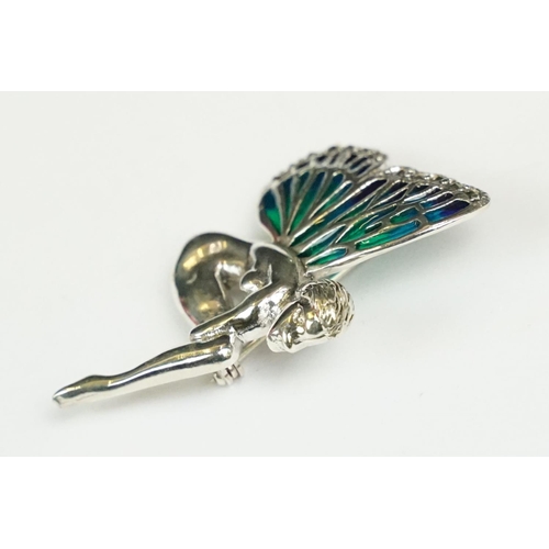 255 - Silver and plique a jour fairy brooch