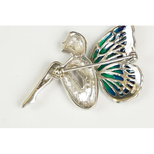 255 - Silver and plique a jour fairy brooch