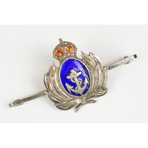 262 - WW2 sterling silver and enamel naval sweetheart brooch